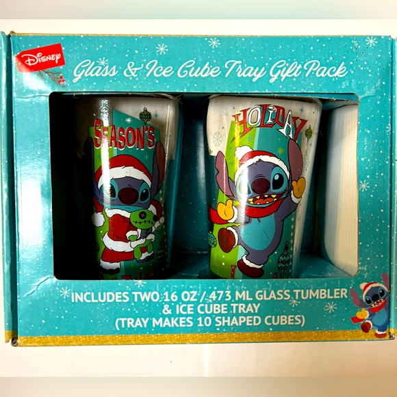 Disney Stitch Christmas  Glasses and Ice Tray. New In Box lilo & stitch - Picture 1 of 9